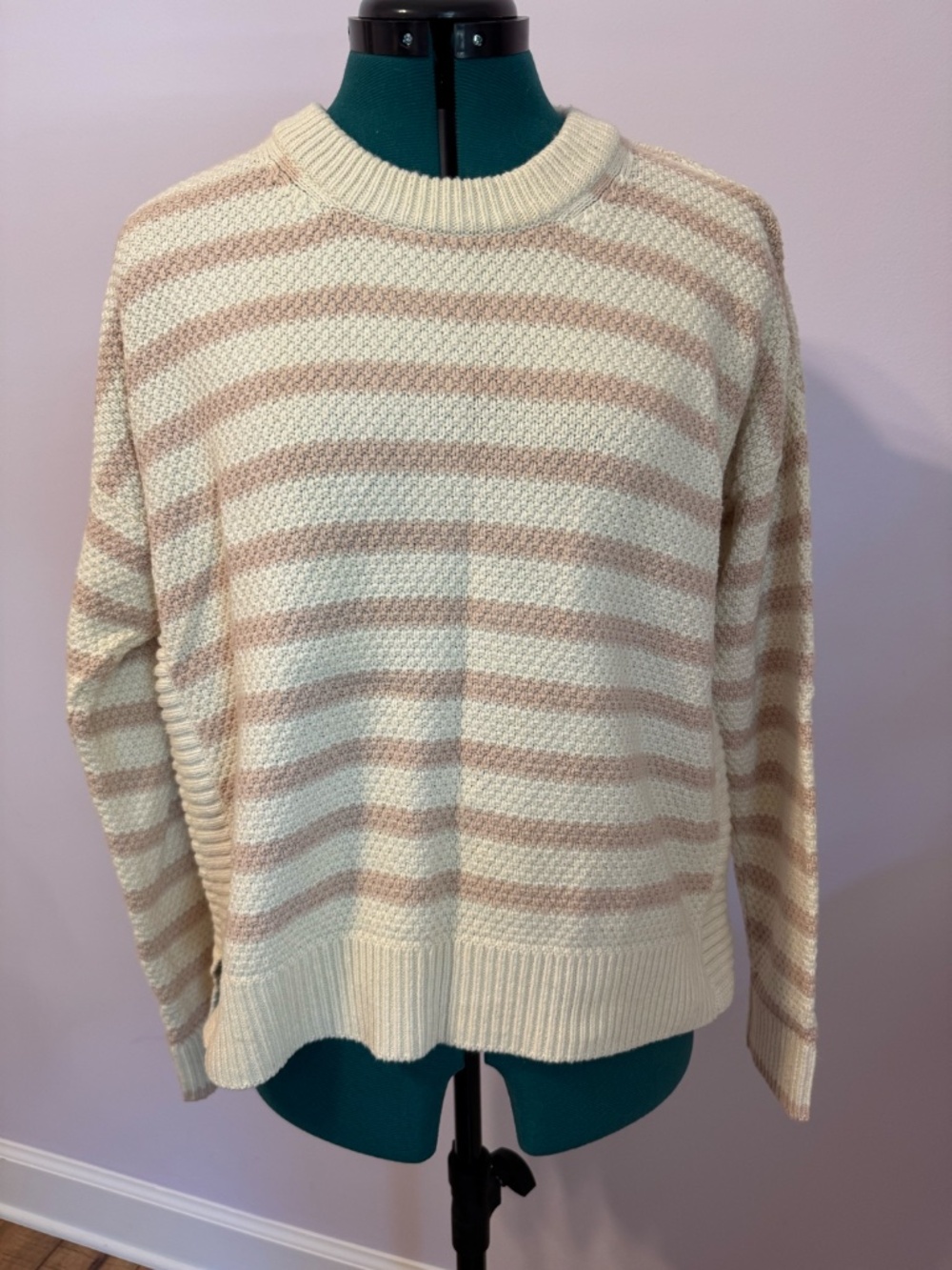Madewell Cream Pink Striped Sweater Size Medium